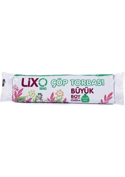 Büyük Boy Çöp Torbası 65 x 80 cm 10 Lu Rulo x 10 Paket = 100 Adet (Mavi)