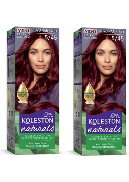 Naturals Saç Boyası Koyu Nar Kızılı 5/45 2x Paket