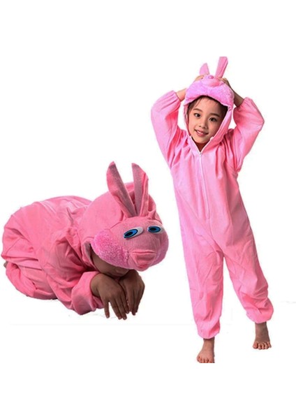 Çocuk Tavşan Kostümü Pembe Renk 4-5 Yaş 100 cm