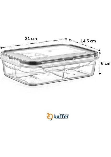 4 Bölmeli Sızdırmaz Contalı Kilitli Kapaklı 1 Litre Erzak Saklama Kabı -LC520