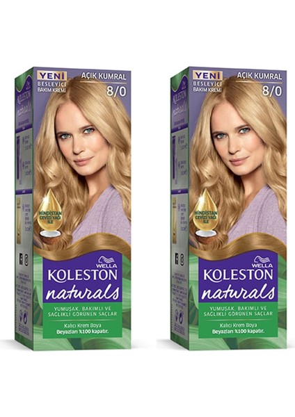 Naturals Saç Boyası Açık Kumral 8/0 2x Paket