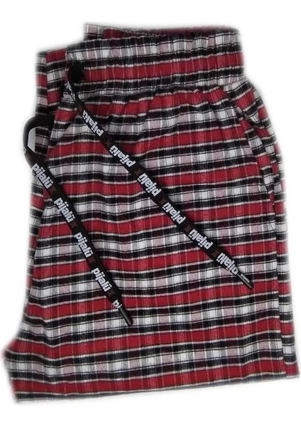 Pijalüx Erkek Kareli Poplin Cepli Alt Pijama