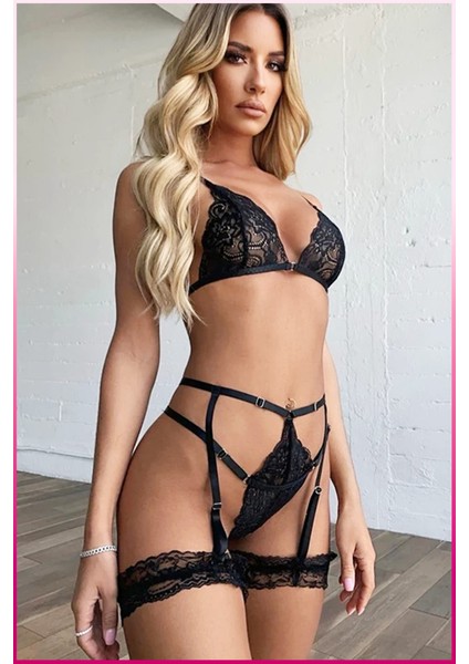 Siyah Göğüs Dantelli Jartiyer Takım indirimleri