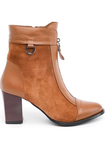 Hakiki Deri Fermuarlı Kadın Bot