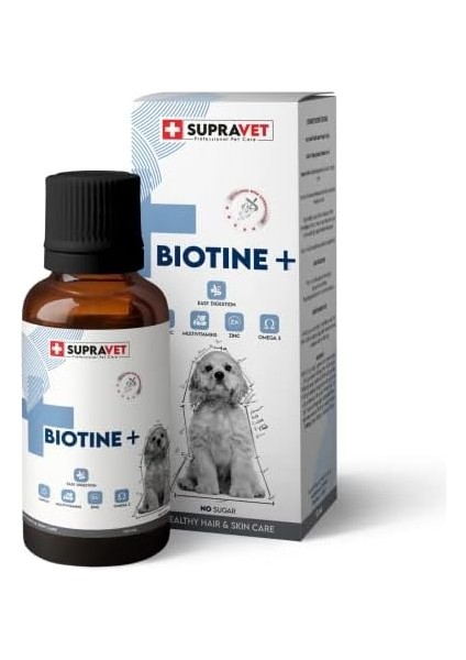 Supravet Plus +B For Dogs Biotine Damla 100 ml + Zinc + Multi Vitamin (Köpekler Için Tüy Sağlığı Damlası)
