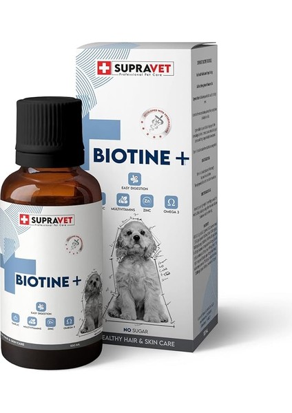 Supravet Plus +B For Dogs Biotine Damla 100 ml + Zinc + Multi Vitamin (Köpekler Için Tüy Sağlığı Damlası)