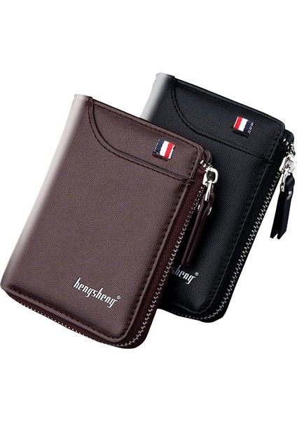 Erkekler Için Cüzdan Kısa Rahat Carteras Kısa Cüzdan Pu Deri Erkek Billetera Hombre Lüks Küçük Fermuar Paralar Çanta Cartera Hombr (Yurt Dışından)