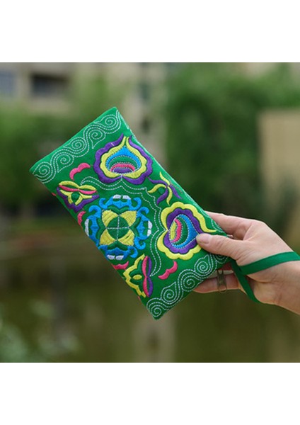 Kadın Etnik El Yapımı Işlemeli Bileklik Debriyaj Çanta Fermuar Çanta Uzun Cüzdan (Yurt Dışından) fırsatları