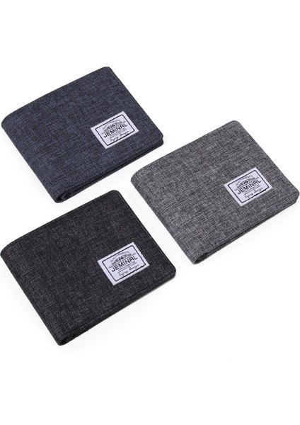 Yeni Erkek Kısa Cüzdan Kanvas Kumaş Çanta Bifold Erkek Rahat Para Çantaları Enine Çoklu Kart Dikey Bozuk Para Cüzdanı Cep Cüzdan (Yurt Dışından)