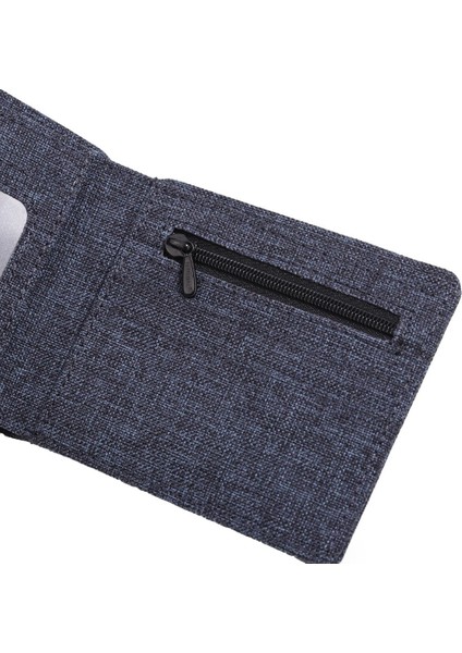 Yeni Erkek Kısa Cüzdan Kanvas Kumaş Çanta Bifold Erkek Rahat Para Çantaları Enine Çoklu Kart Dikey Bozuk Para Cüzdanı Cep Cüzdan (Yurt Dışından)
