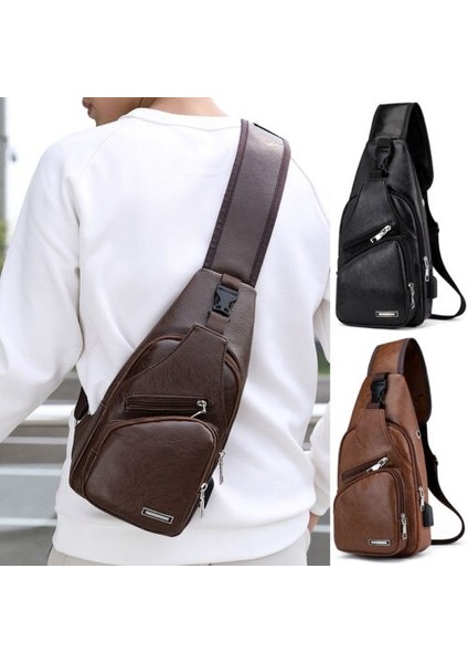 Yeni Moda Erkek Deri Sling Paketi Göğüs Omuz Crossbody Çanta Biker Satchel Erkek Evrak Çantaları S (Yurt Dışından) fiyatları
