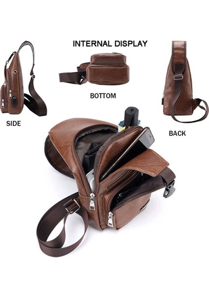 Yeni Moda Erkek Deri Sling Paketi Göğüs Omuz Crossbody Çanta Biker Satchel Erkek Evrak Çantaları S (Yurt Dışından) indirimleri