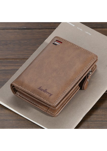 Qiunery Erkekler Fermuar Kısa Stil Cüzdan Kart Yuvaları Moda Mini Snap Düğmesi Çanta (Yurt Dışından)