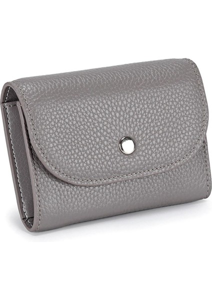 Pu Deri Bozuk Para Cüzdanı Mini Büyük Kapasiteli Para Çantası Kafa Katmanı Dana Derisi Çok Fonksiyonlu Kartvizit Çantası Gri (Yurt Dışından)