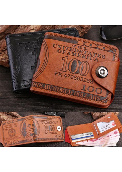 Abd Doları Desen Cüzdan Erkek Kısa Çantalar Kartları Kımlık Tutucu Erkek Cüzdan Çanta Kısa Erkek Çanta Carteira Masculina (Yurt Dışından)