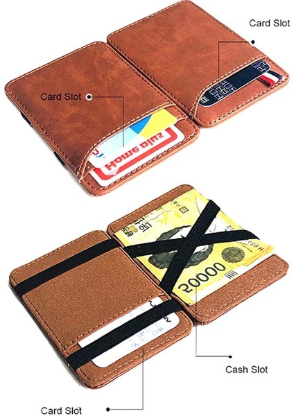 Yeni Moda Katı Mini Deri Sihirli Cüzdan Erkekler Küçük Para Klipleri Banka Kredi Kartı Çanta Kımlık Nakit Tutucu Adam Için (Yurt Dışından)