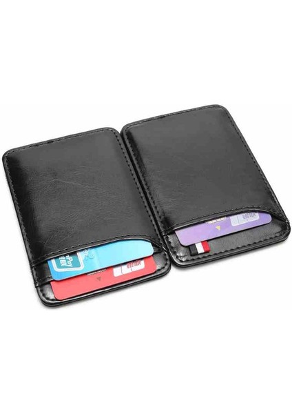 Yeni Moda Katı Mini Deri Sihirli Cüzdan Erkekler Küçük Para Klipleri Banka Kredi Kartı Çanta Kımlık Nakit Tutucu Adam Için (Yurt Dışından)