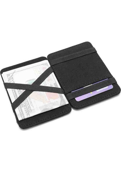 Yeni Moda Katı Mini Deri Sihirli Cüzdan Erkekler Küçük Para Klipleri Banka Kredi Kartı Çanta Kımlık Nakit Tutucu Adam Için (Yurt Dışından)