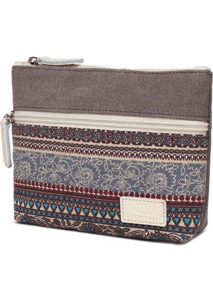 Vintage Kanvas Bozuk Para Cüzdanı Fermuarlı Debriyaj Çanta Kadın Kozmetik Telefon Tutucu Cüzdan (Yurt Dışından)