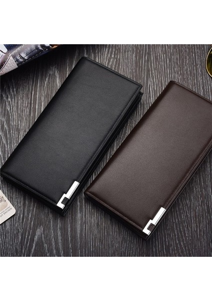 Yenı Erkek Lüks Deri Cüzdan Kımlık Kartı Tutucu Çanta Çek Karnesi Uzun Debriyaj Bifold Pu Deri Deri Standart Cüzdan (Yurt Dışından)