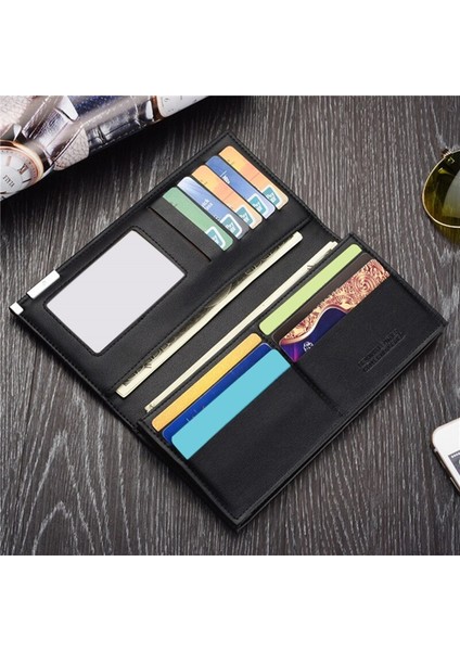 Yenı Erkek Lüks Deri Cüzdan Kımlık Kartı Tutucu Çanta Çek Karnesi Uzun Debriyaj Bifold Pu Deri Deri Standart Cüzdan (Yurt Dışından) modelleri
