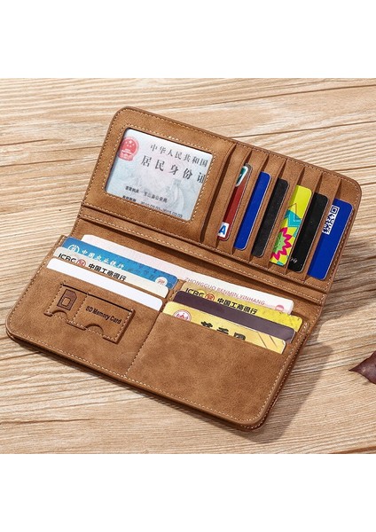 Klasik Vintage Mat Deri Erkek Uzun Cüzdan Lüks Marka Büyük Kapasiteli Çoklu Kart Sahibinin Çek Karnesi Bifold Iş Çanta (Yurt Dışından) modelleri