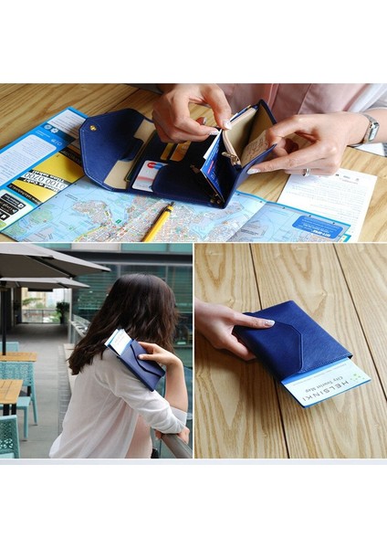 Kadın Bayan Pasaport Belge Tutucu Pu Üç Katlı Çok Fonksiyonlu Seyahat Pasaport Çantası Belge Pasaport 314 Cüzdan (Yurt Dışından) fırsatları