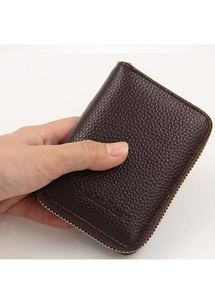 100% Pu Deri Erkek Cüzdan Kredi Kartı Tutucu Engelleme Fermuarlı Cebi Erkek Çantası Çoklu Kart Moda Siyah Fermuar Cüzdan (Yurt Dışından)