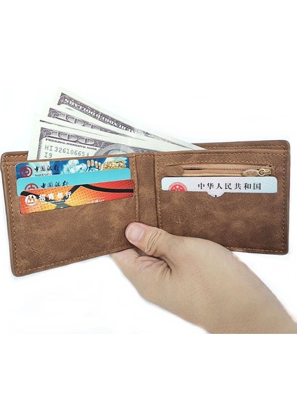 Vintage Nubuk Deri Erkek Cüzdan Yeni Tasarım Dolar Üst Erkekler Ince Cüzdan Para Çantası Fermuarlı Cüzdan Küçük Para Çantalar (Yurt Dışından)