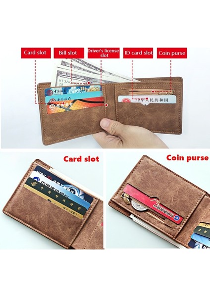 Vintage Nubuk Deri Erkek Cüzdan Yeni Tasarım Dolar Üst Erkekler Ince Cüzdan Para Çantası Fermuarlı Cüzdan Küçük Para Çantalar (Yurt Dışından)