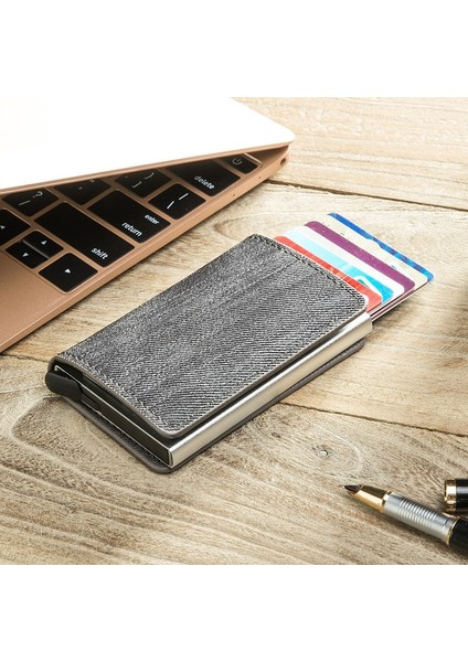 Özel Ad Iş Bankası Kredi Kartı Tutucu Erkek Cüzdan Para Deri Cüzdan Rfıd Alüminyum Kutu Kart Sahibinin Para Klipleri ile Çanta (Yurt Dışından) modelleri