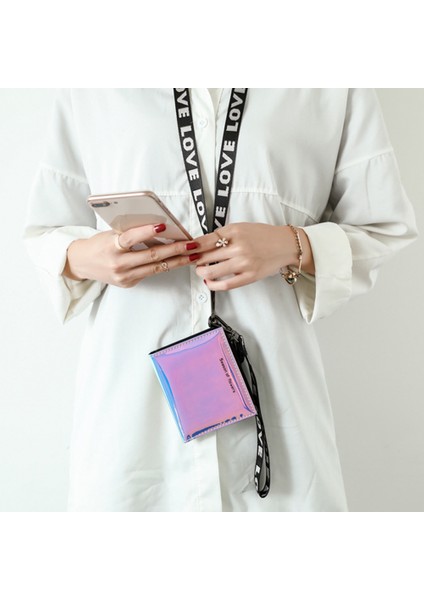 Microgood Moda Bifold Çanta Kart Nakit Tutucu Kadın Lazer Deri Kısa Cüzdan (Yurt Dışından)