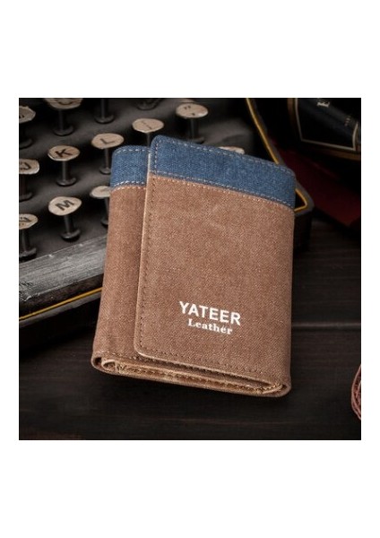 Retro Erkek Cüzdan Iş Kimlik Kartı Sahipleri Çanta Küçük Üç Katlı Cüzdan Deri Kısa Bifold Erkekler Için Ince Cüzdan Cartera Hombre (Yurt Dışından)