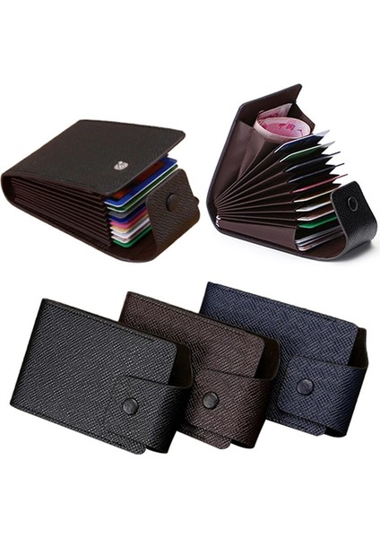 Erkekler Premium Deri Çıtçıtlı Organ Kartı Sahipleri / Moda Çok Fonksiyonlu Küçük Taşınabilir Çoklu Kart Tutucu Çanta / Kart Debriyajı (Yurt Dışından)