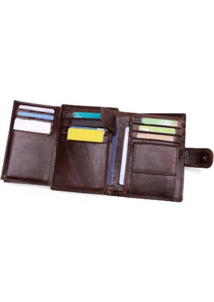 Erkek Cüzdan Rfid Çoklu Kart Günlük Retro Deri Cüzdan Büyük Kapasiteli Debriyaj Çanta Koyu Kırmızı (Yurt Dışından)