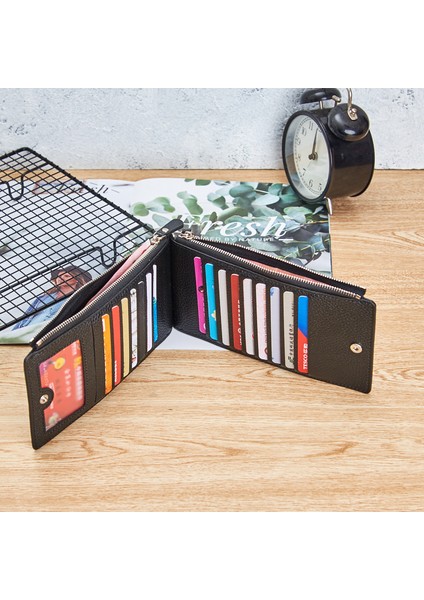 Yeni Erkek Cüzdanı, Iş Erkekleri Için Çok Fonksiyonlu Cüzdan, Lychee Desenli Çoklu Kart Alanı, Büyük Kapasiteli Kartlıklı Öğrenci Cüzdanı (Yurt Dışından)