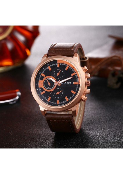 Stil 5pcs Kahverengi Moda Hediye Seti, Quartz Saat + Kalem + Kemer + Anahtarlık + Cüzdan (Yurt Dışından) fırsatları