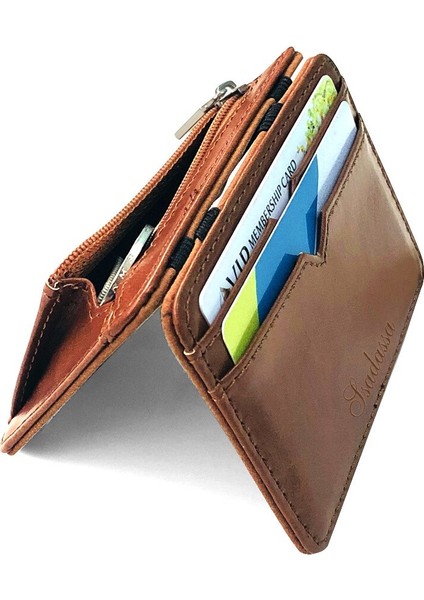 Erkek Cüzdan Moda Küçük Deri Sihirli Cüzdan Bozuk Para Cüzdanı ile Erkek Mini Cüzdan Para Çantası Kredi Kartı Klip Klip Nakit Cüzdan (Yurt Dışından)
