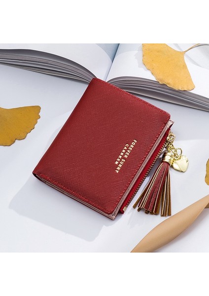 Moda Kadın Cüzdan Püskül Küçük Cüzdan Kadın Fermuar Mini Rfid Bozuk Para Cüzdanı Bayanlar Küçük Cüzdan Kadın Deri Kart Tutucu (Yurt Dışından)
