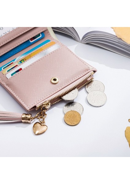 Moda Kadın Cüzdan Püskül Küçük Cüzdan Kadın Fermuar Mini Rfid Bozuk Para Cüzdanı Bayanlar Küçük Cüzdan Kadın Deri Kart Tutucu (Yurt Dışından)
