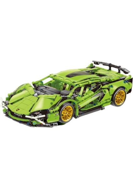 Lambo Green Bull Gini Montajlı Yapı Taşı Araba Spor Araba Yarışı Oyuncak Erkekler Için Hediye (Yurt Dışından)