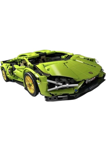 Lambo Green Bull Gini Montajlı Yapı Taşı Araba Spor Araba Yarışı Oyuncak Erkekler Için Hediye (Yurt Dışından)