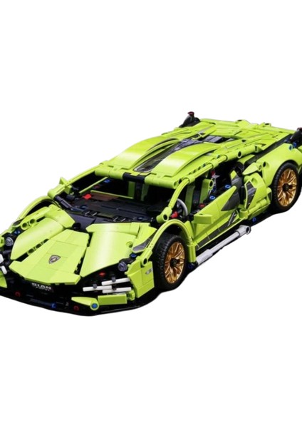 Lambo Green Bull Gini Montajlı Yapı Taşı Araba Spor Araba Yarışı Oyuncak Erkekler Için Hediye (Yurt Dışından)