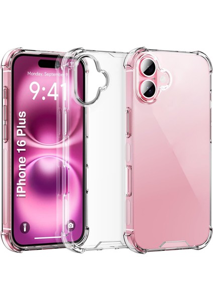 Apple iPhone 16 Plus Kapak Kamera Bölümü Açık Airbag Antishock Köşe Korumalı Şeffaf Silikon Kılıf