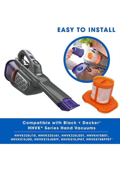 Black+Decker HHVKF10, HHVK320J10, HHVK515J00FF Elektrikli Süpürge Aksesuarlarıyla Uyumlu Yedek Filtreler (Yurt Dışından) fırsatları