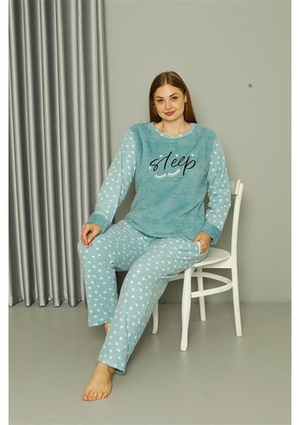 Welsoft Polar Kadın Büyük Beden Su Yeşili Pijama Takımı 808046 fırsatları