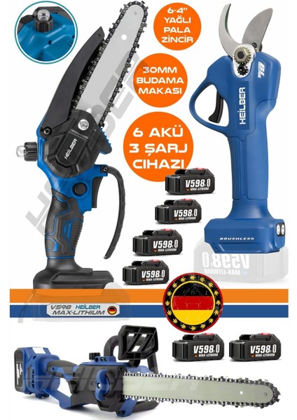 Alman 6 Akülü 10-15CM Akülü Budama Testere + 30MM Budama Makası + 30CM Yağlı Budama Bıçkı Testeresi