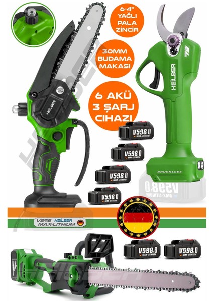 Alman 6 Akülü 10-15CM Akülü Budama Testere + Green 30MM Budama Makası + 30CM Yağlı Budama Testeresi