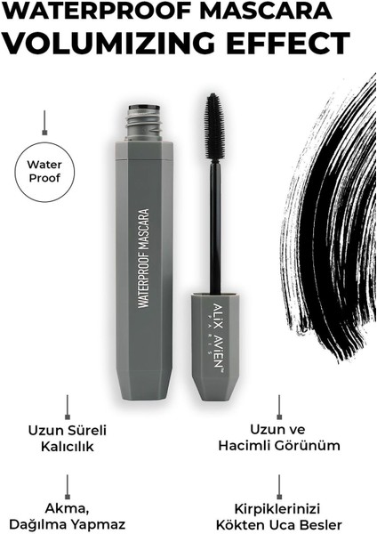 Suya Dayanaklı Yoğun Pigmentasyonlu Hacim Veren Doğal Kıvrımlı Siyah Maskara - Waterproof Mascara