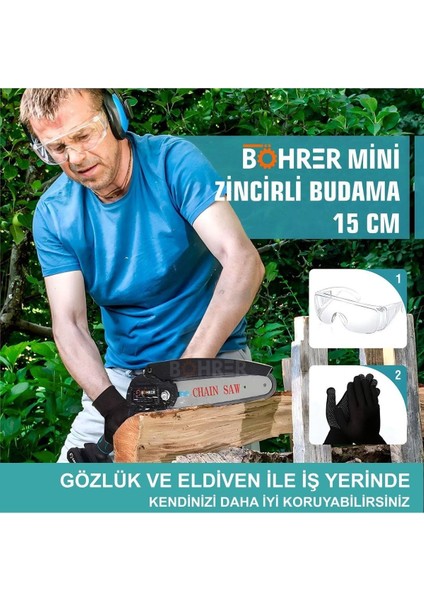 Taşınabilir Blue 20 cm 6'' Bahçe Ev Ağaç Dalları Portatif 58VF 5AH Akülü Zinciri Budama Testere fiyatları